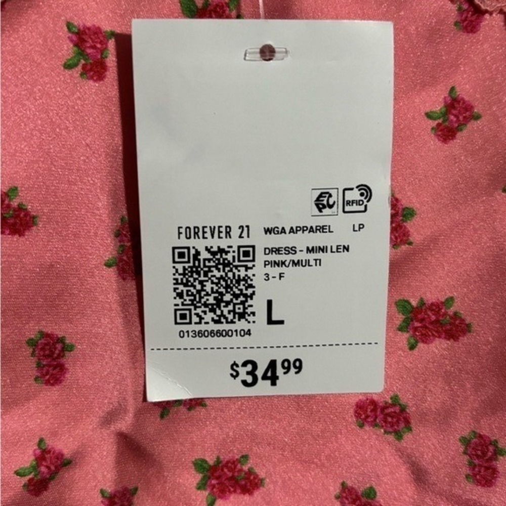 Betsey Johnson x Forever 21 Pink Floral Satin Lace Mini Len Slip Dress L - Picture 7 of 8